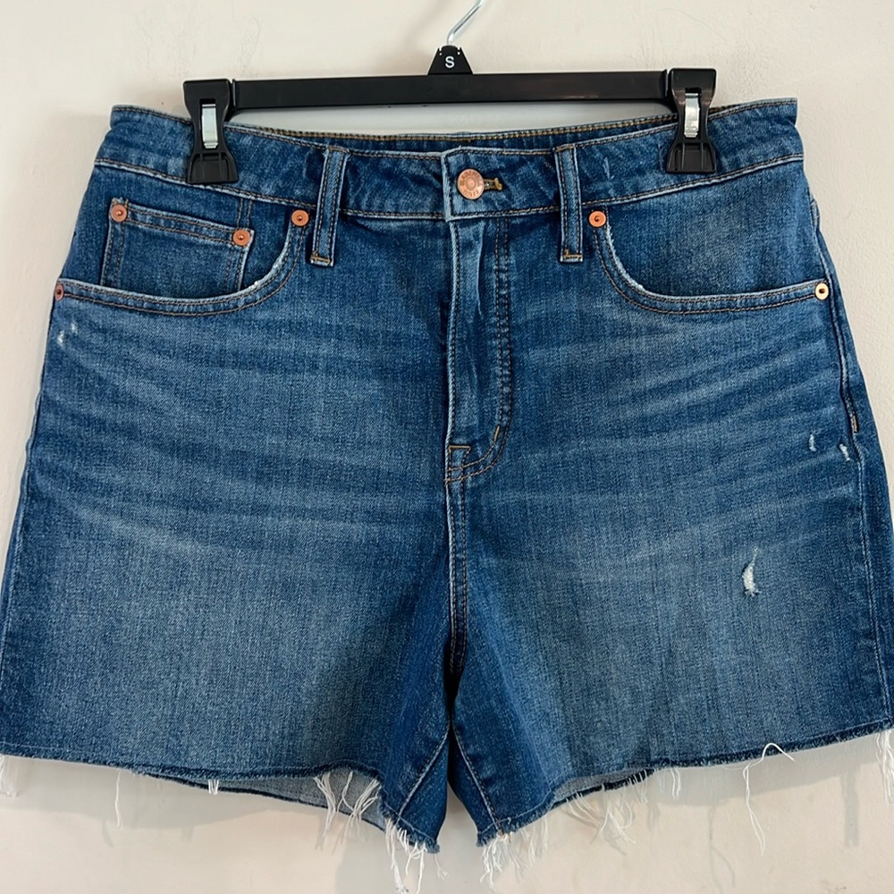 Madewell Dark Blue High-Waist Denim Shorts